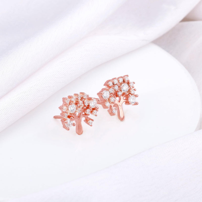 Giva 925 Sterling Silver Hypoallergenic Rose Gold Tree of Life Earrings