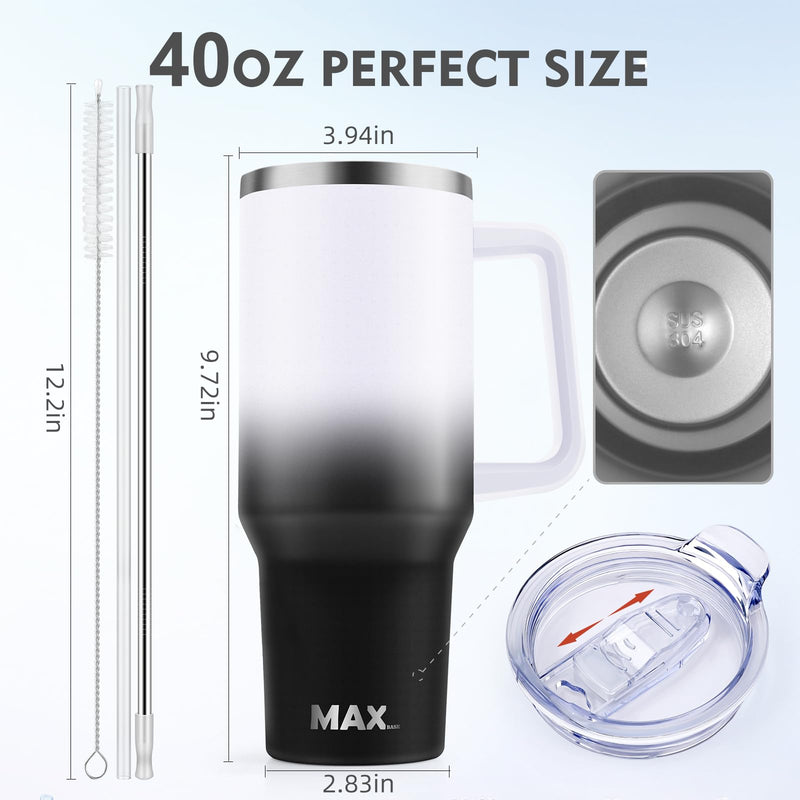 40 oz Tumbler with Handle and Straw Lid Insulated Reusable Stainless Steel Travel Mug