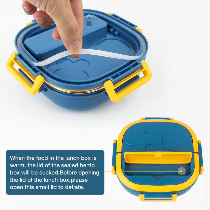 Pedeco Small Stainless Steel Kid Bento Box 2 Compartments Leak Bpa Free Blue