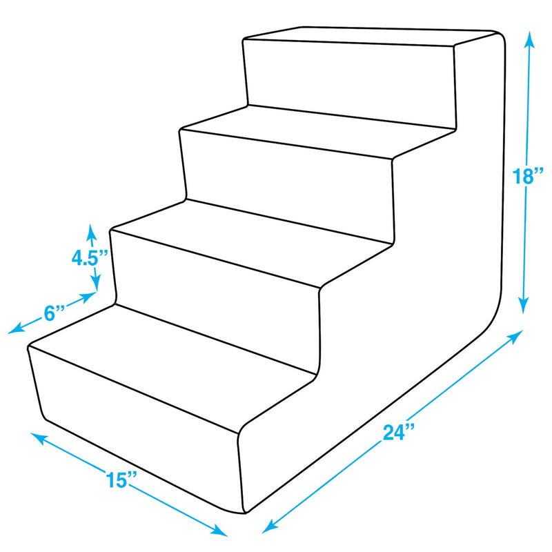 Gray Lattice Foam Pet Stairs for Small Dogs & Cats 4-Step