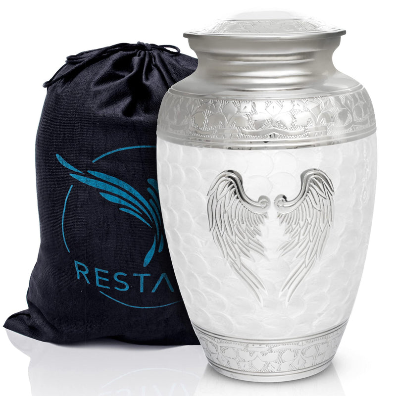 Extra Large White Cremation Urn for Adult Male up to 300 lbs Decorative Restaall