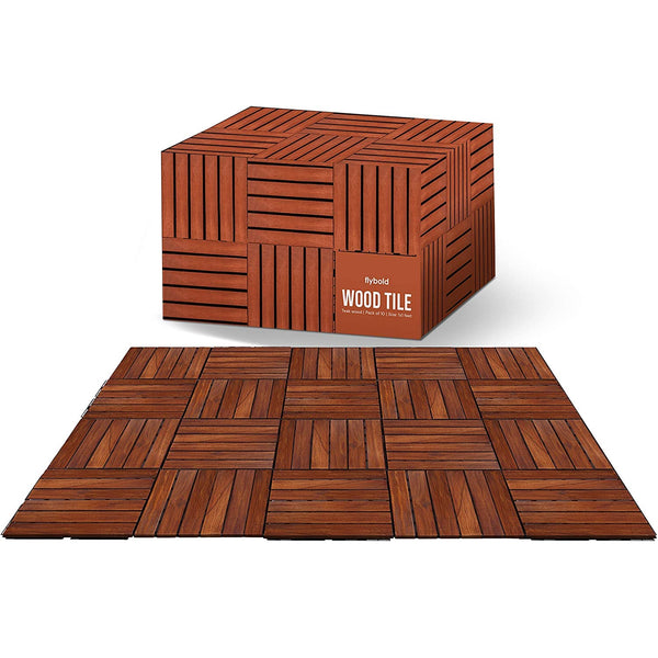 Flybold Interlocking Teak Deck Tiles 12 X 12 Inch 10 Pcs