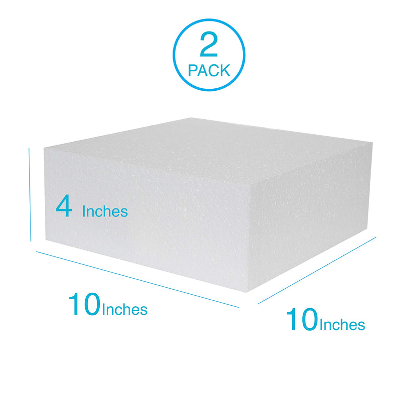 10x10x4 Polystyrene Craft Foam Blocks for DIY & Floral (2-Pack)