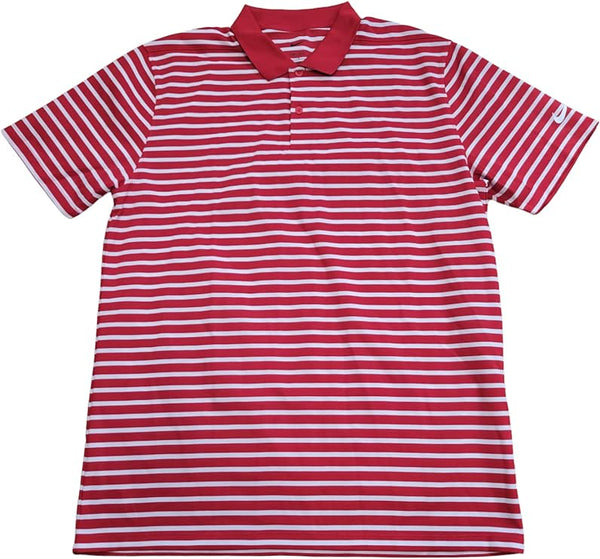 Nike Dri-FIT Victory Men's University Red/White Striped Golf Polo Size XL