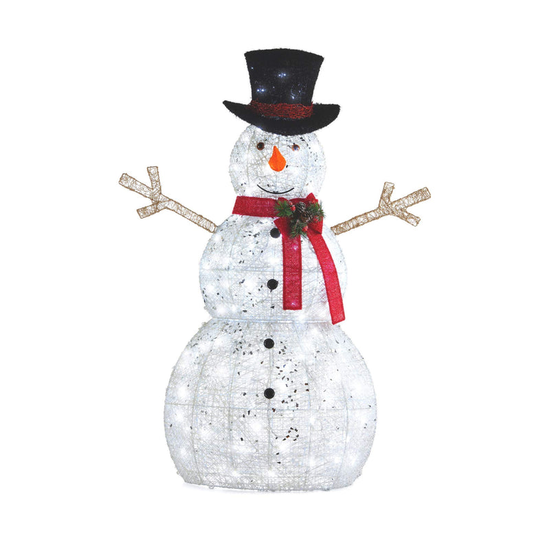 5 Foot LED Light Up Snowman with Top Hat & Red Scarf