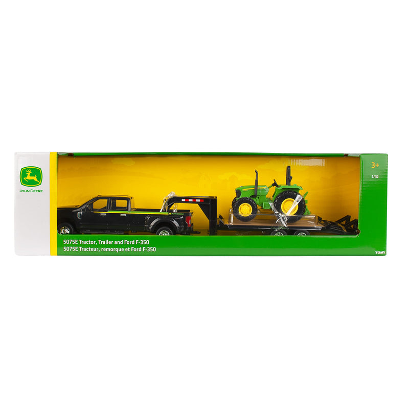 John Deere Tractor and Ford F350 Toy Set with Trailer