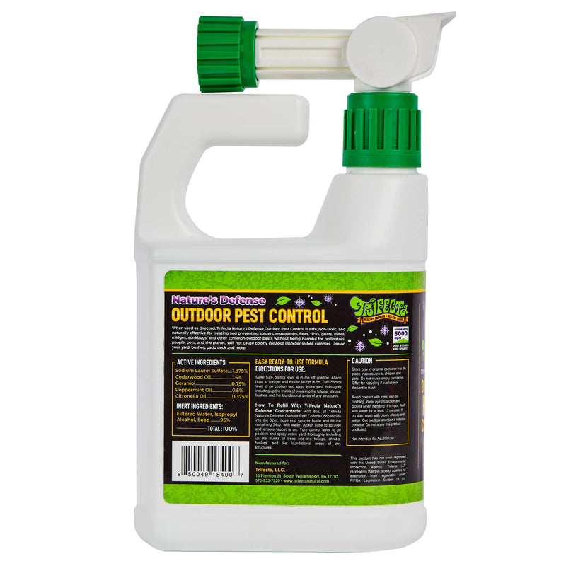 Trifecta Nature's Defense Outdoor Pest Control Spray 32oz Plant Based & Non Toxic