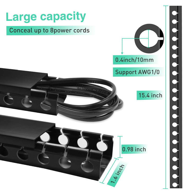 Black Open Slot Cable Raceway Kit - 31 Inch Wire Covers, 2 Pack