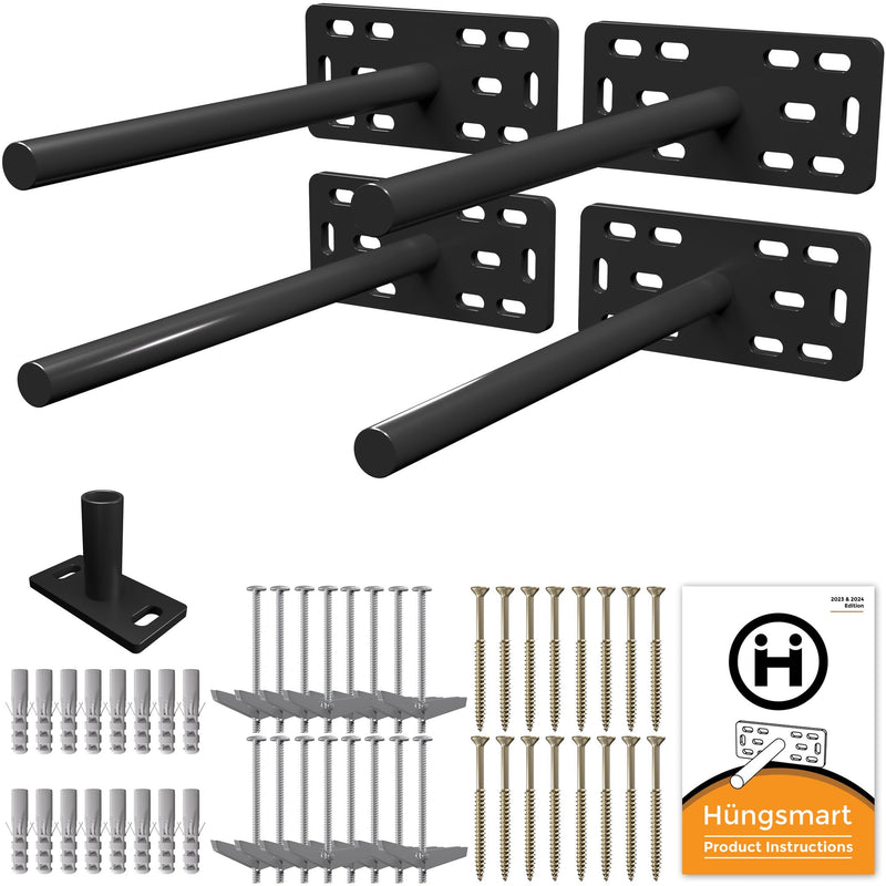 Set of 4 Xl Heavy Duty Floating Shelf Brackets 4x5x2 Inches Black