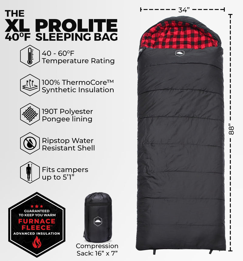 Tough Outdoors XL Sleeping Bag 15-50°F, Lightweight & Waterproof