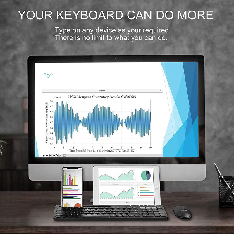 Vortec Universal Bluetooth Keyboard with Stand for Multiple Devices