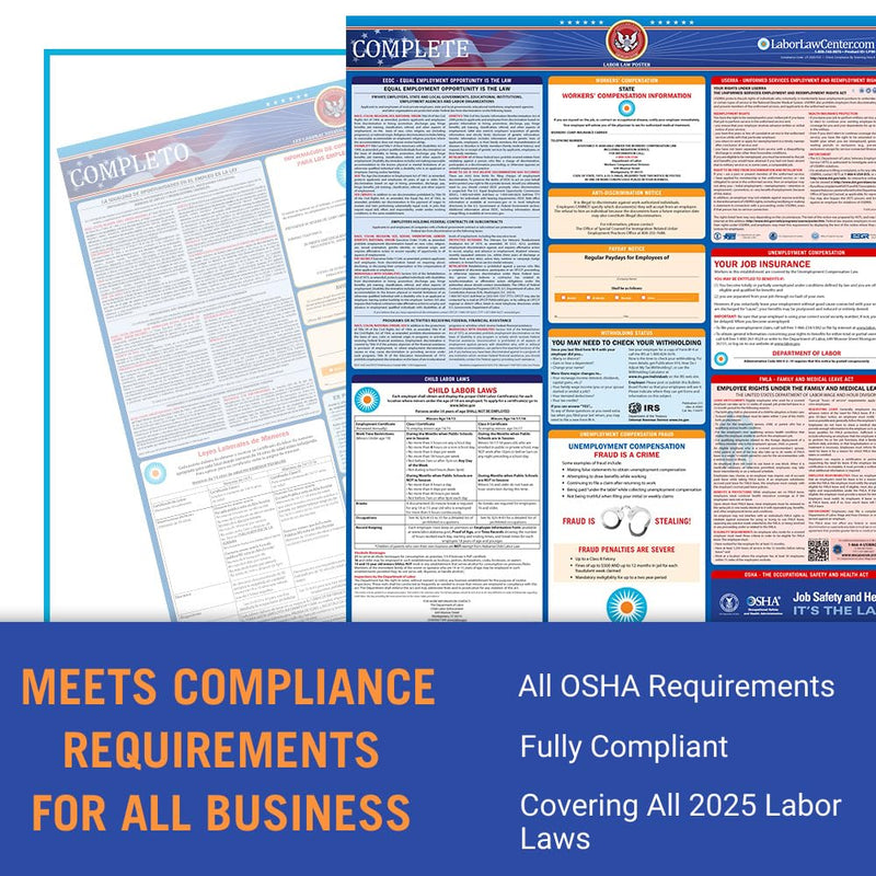 2025 Washington Labor Law Poster - OSHA & Federal Compliant 39" x 25"