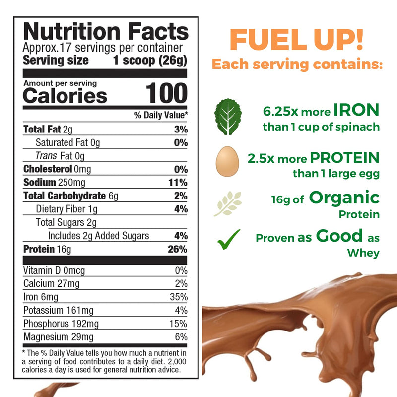 Growing Naturals Chocolate Pea Protein Powder 15.8 Ounce