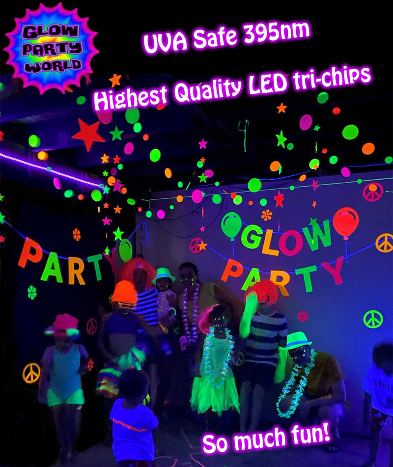 Glow Party Blacklight Led Strip Kit 115w Uv Lights for Big Rooms