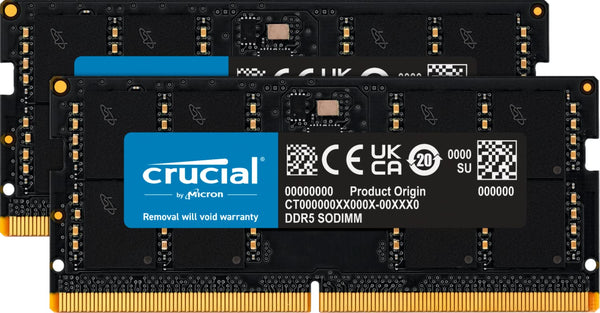 Crucial 32GB (2x16GB) DDR5 4800MHz CL40 SODIMM Laptop RAM