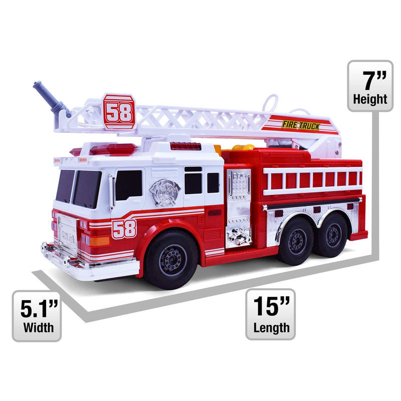 VEBO Fire Truck Toy with Lights, Sound & Water Pump - 15 Inch