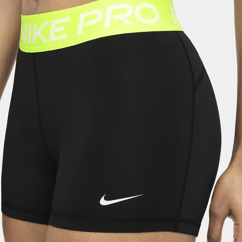 Nike Womens Pro 3 Shorts Black Volt White Size XSmall