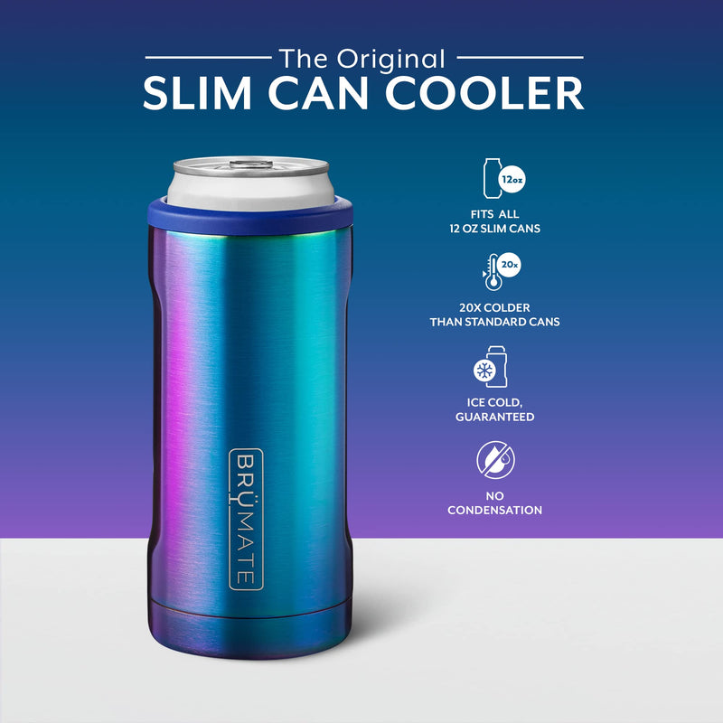 BrüMate 12oz Hopsulator Slim Rainbow Titanium Can Cooler Insulated