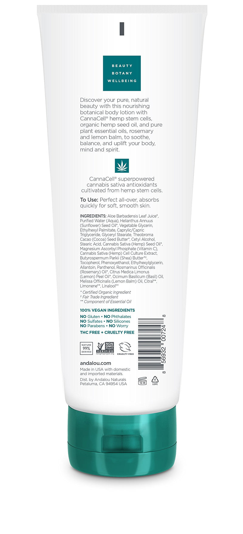 Andalou Naturals Cannacell Joyful Body Lotion 8 Oz