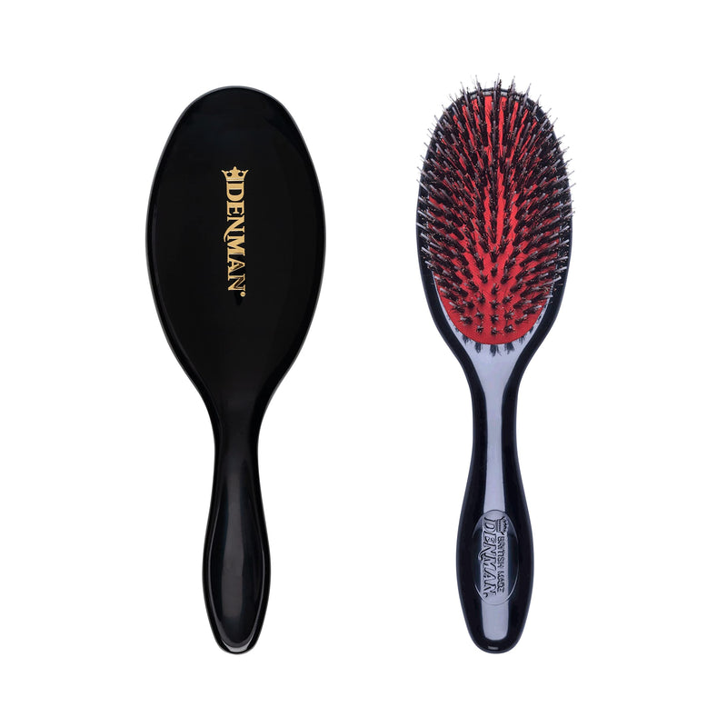 Denman Small Cushion Brush with Nylon & Boar Bristles - Black