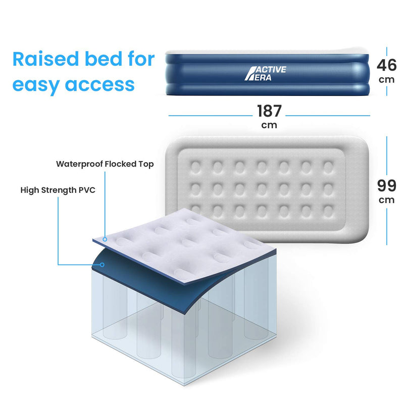 Active Era Air Bed Premium Single Size Air Bed a Built in Electric Pump & Pillow