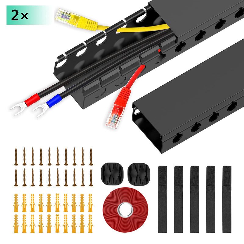 Black Open Slot Cable Raceway Kit - 31 Inch Wire Covers, 2 Pack