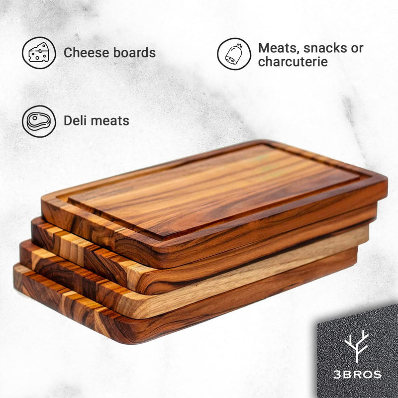 Teak Wood Serving Plates Set of 4 Premium Dinnerware