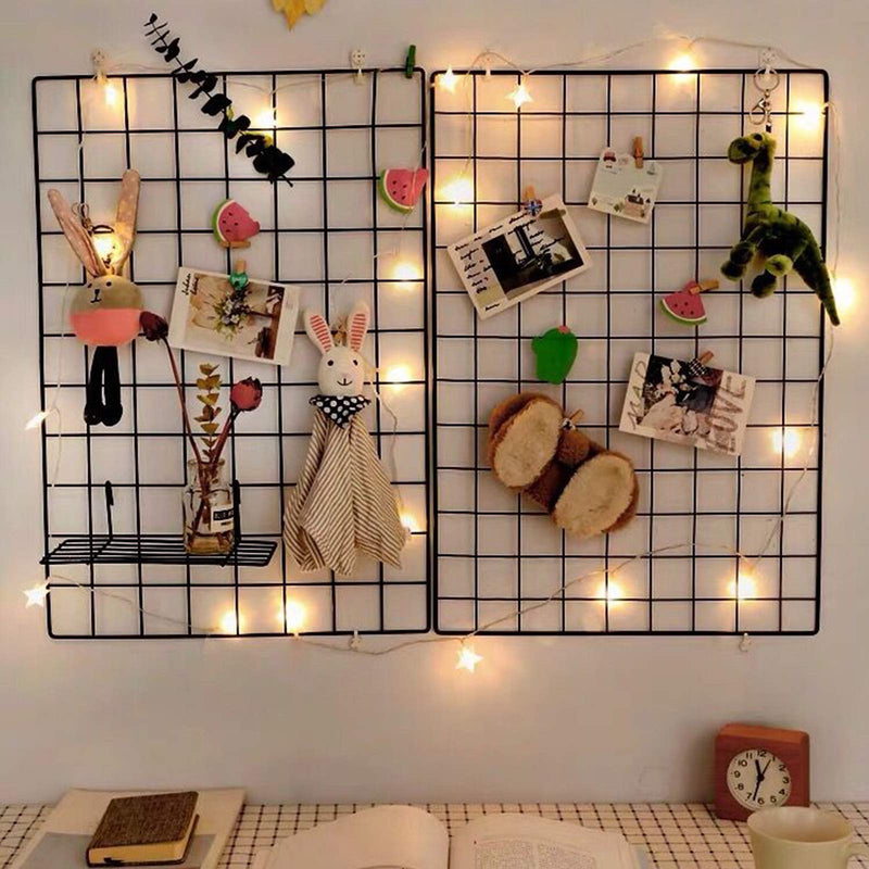 Wire Wall Grid Panels with Lights & Clips - Large Organizer Board