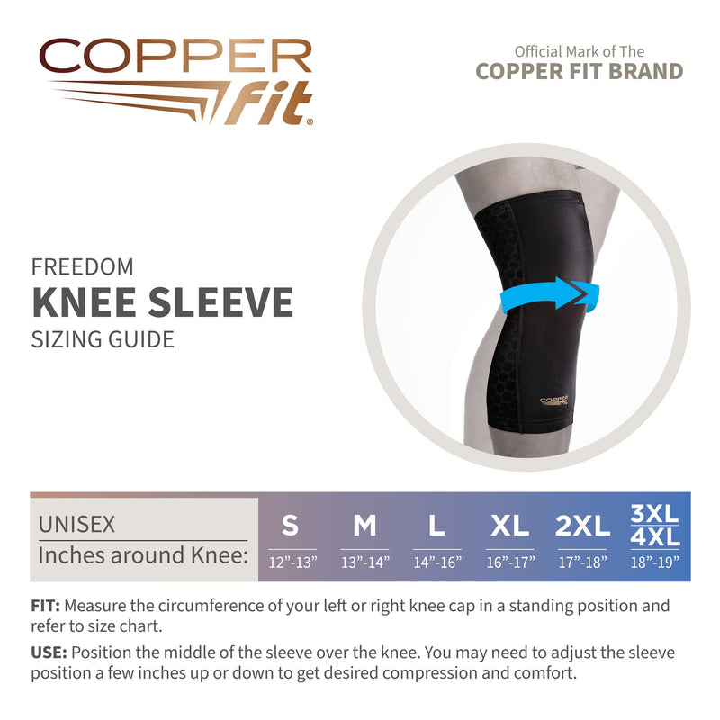 Copper Fit Freedom Unisex Knee Compression Sleeve Large