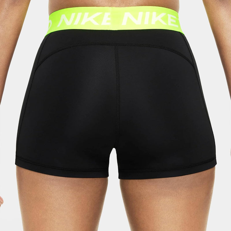 Nike Womens Pro 3 Shorts Black Volt White Size XSmall