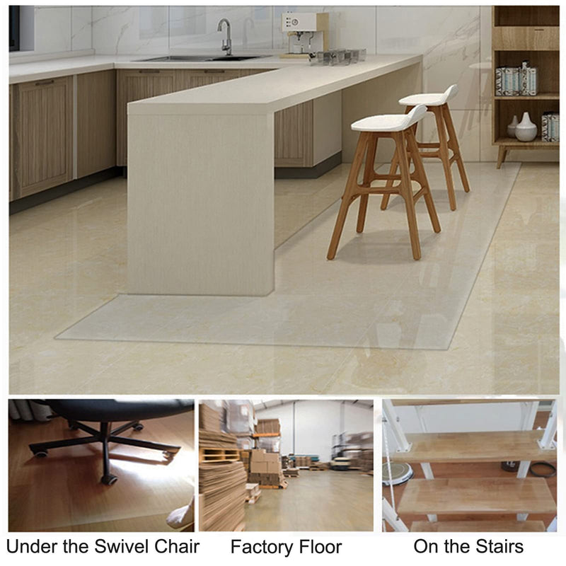 Mm Melisen Glass Floor Mat For Office Chair Transparent Plastic Non-Skid Waterproof Floor Runners Indoor/Outdoor Hard Flooring Runner Heavy Duty Protector (47.2 X 98.4in/120cm X 250cm)