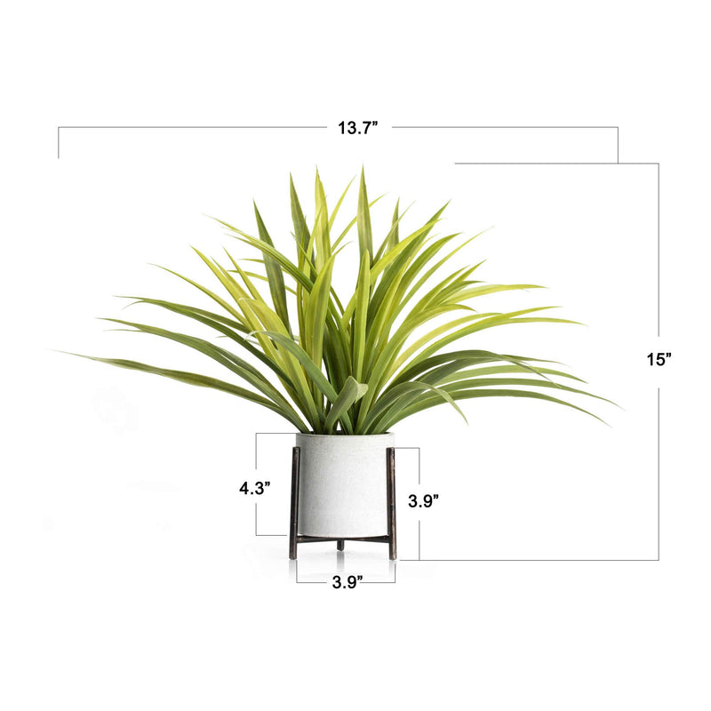 Velener 15" Artificial Spider Plant with Stand for Indoor Outdoor Decor