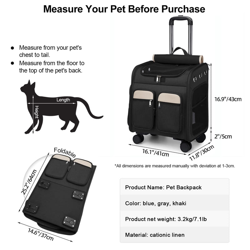 Expandable Cat Carrier Backpack with Breathable Mesh - Large Black