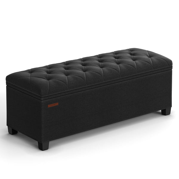 SONGMICS Storage Ottoman Bench, Foot Rest with Legs, 15.7 x 43.3 x 15.7 Inches, End of Bed Bench, Storage Chest, Load up to 660 lb, for Living Room, Bedroom, Entryway, Ink Black ULSF088B01