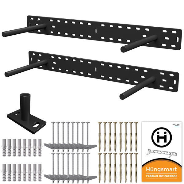 Extra Thick Steel Heavy Duty Floating Shelf Brackets - 22 Inch (4 Inch Rod)