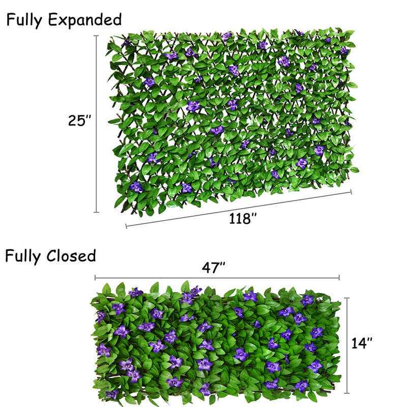 Purple Flower Expandable Faux Ivy Privacy Fence 22x120 inches