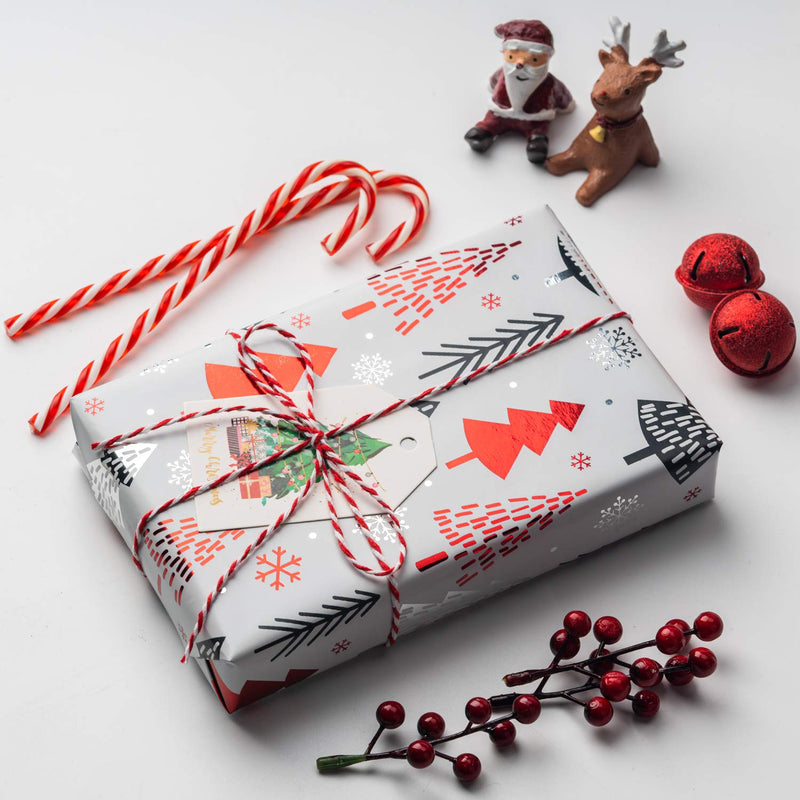 Foil Red Christmas Wrapping Paper with Metallic Shine 4 Rolls