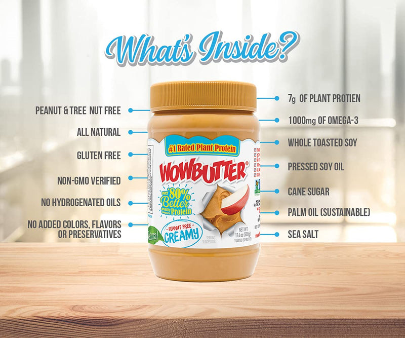 WOWBUTTER Soy Based Nut Free Butter Spread 17.6 Ounce Pack of 6