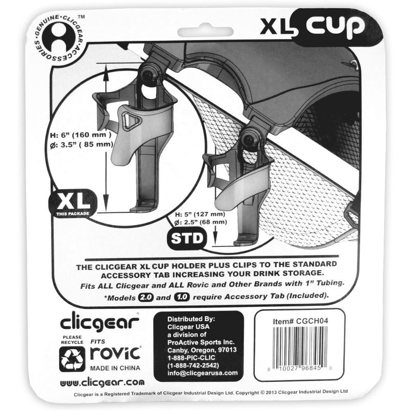 Clicgear XL Golf Trolley Cup Holder Black