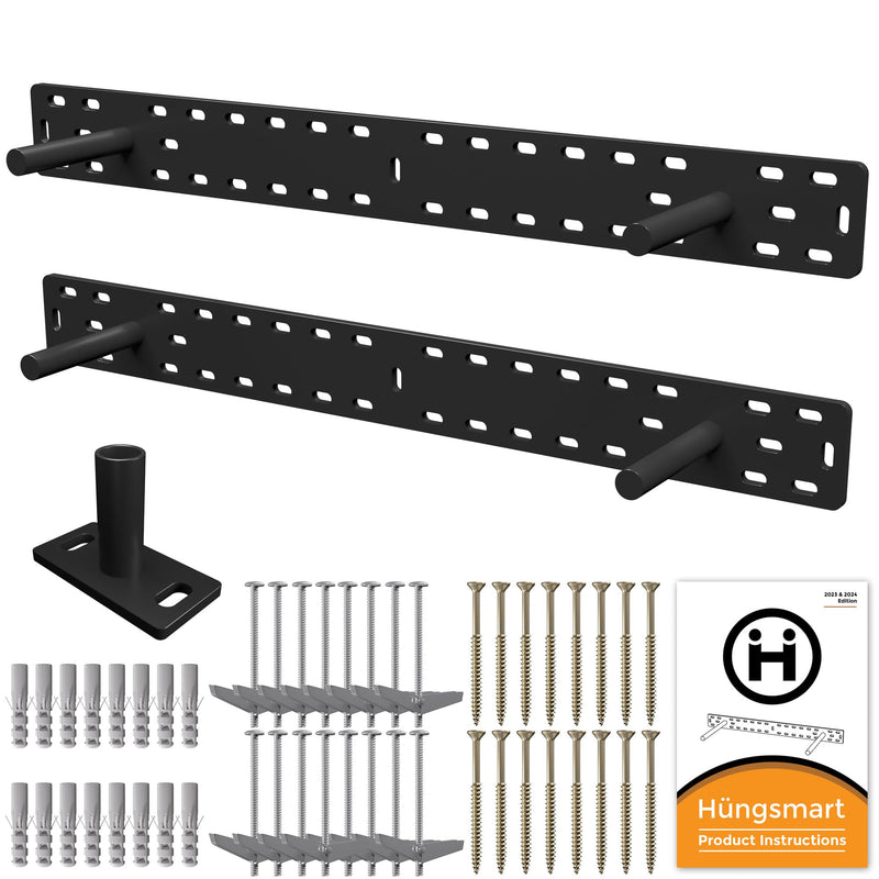 Heavy-Duty Black Steel Hidden Floating Shelf Brackets 22x2 Inch with 4 Inch Rod