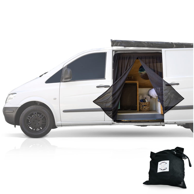 Living in a Bubble Van Bug Screen for Mercedes Metris, Ford Transit Connect, and Other Campervans, Universal Size Sliding Door Flyscreen Mosquito Net, Center Magnetic Closure