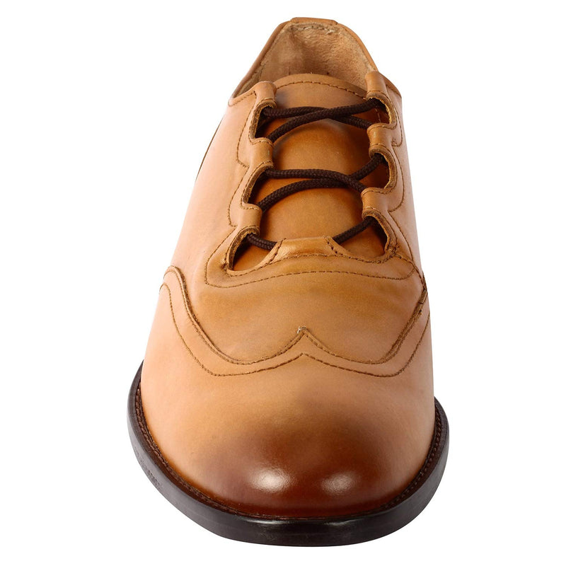 LIBERTYZENO Mens Genuine Leather Oxford Dress Shoes 1103 Tan