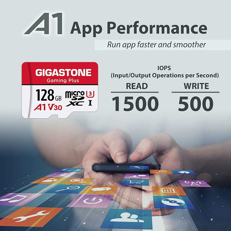 Gigastone 128GB Micro SD Card for 4K Recording with Adapter Gaming Plus