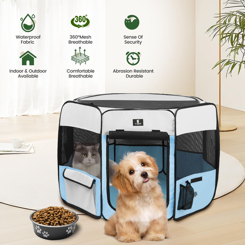 X-Zone Portable Pet Playpen Large Blue - Indoor/Outdoor Use