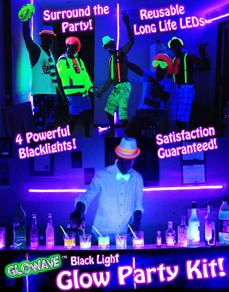 Glow Party Blacklight Led Strip Kit 115w Uv Lights for Big Rooms