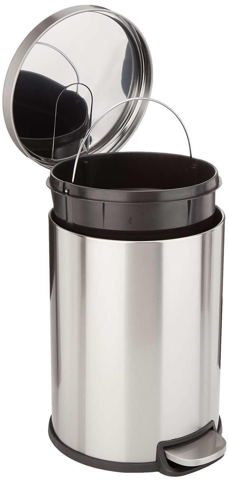 Amazon Basics Round Cylindrical Trash Can 20L 5.3 Gal Soft Pedal Stainless Steel