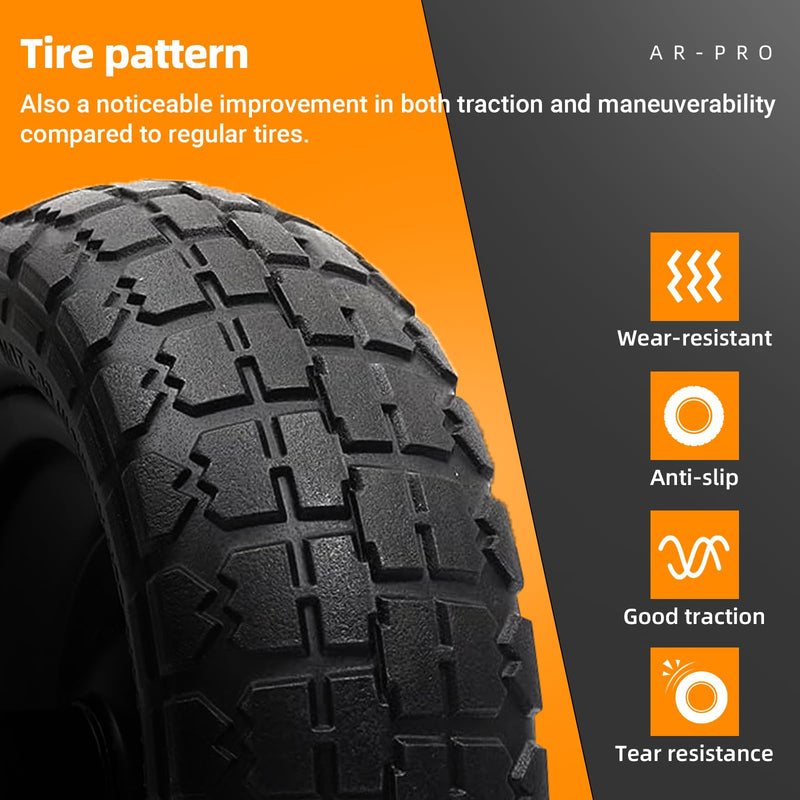 10-Inch Flat-Free Replacement Wheel Set for Yard and Garden Carts
