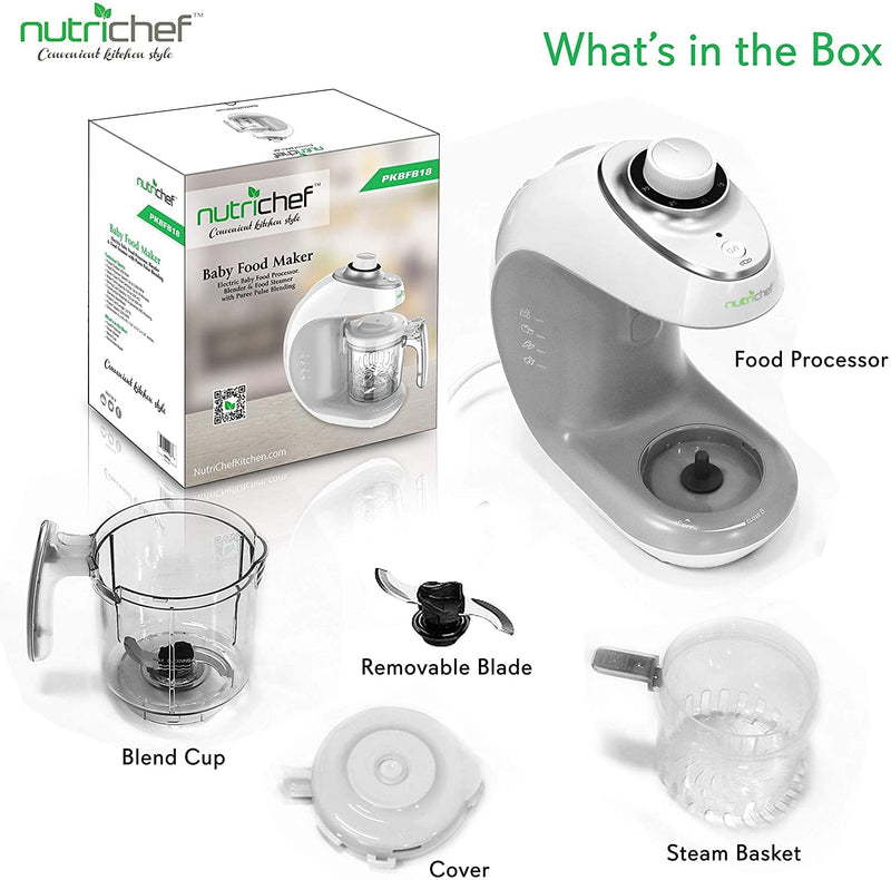 NutriChef Baby Food Maker 2 in 1 Steam Cooker & Puree Blender Adjustable Steam