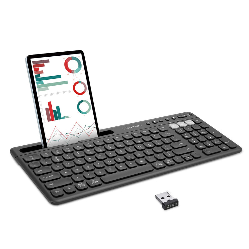 Vortec Wireless Bluetooth Keyboard Iphone Ipad Android Mac Pc Tablet Holder