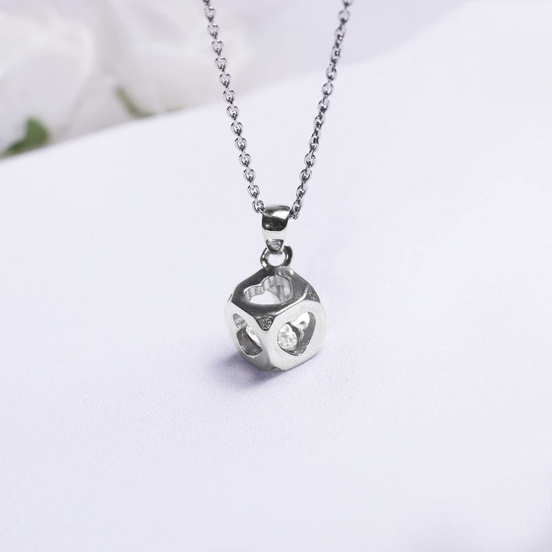 GIVA Women’s 925 Hypoallergenic White Heart Cube Pendant Necklace for Girl White